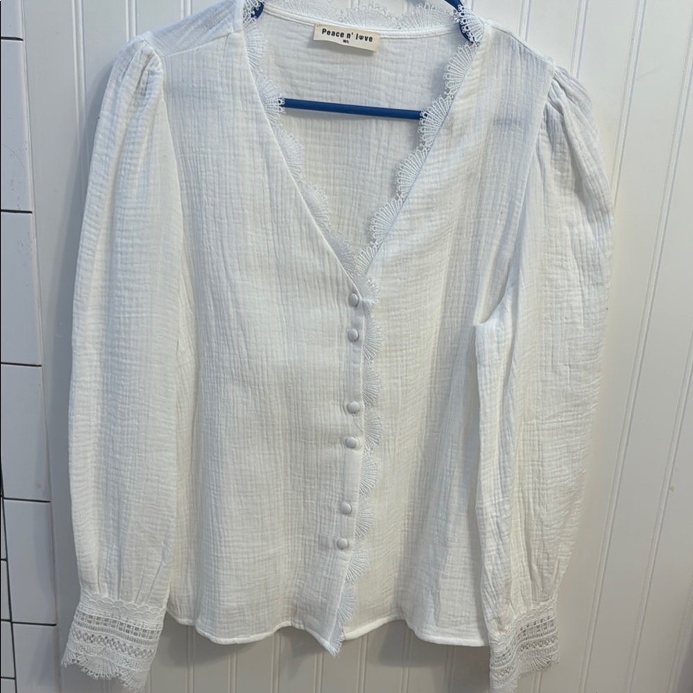 White Button-Up Women's Top